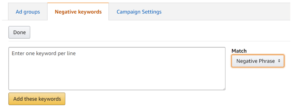Negative Keywords